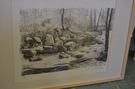 (L-608) Nummerdatud, signeeritud litograafia - jõgi