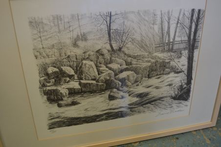 (L-608) Nummerdatud, signeeritud litograafia - jõgi