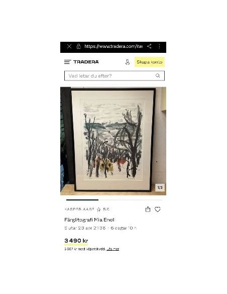 (L-624) Mia Enell signeeritud , nummerdatud litograafia