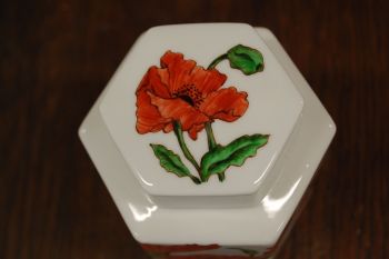 (n-6850) Käsitsimaalitud kaanega toos/ vaas "Moonid" 2