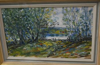 (n-6853) Lõuendil maal, järvevaade 2