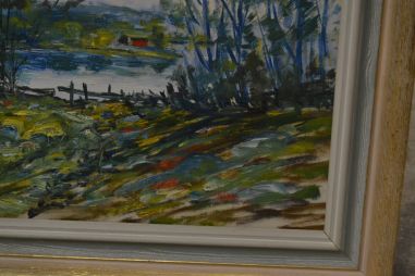 (n-6853) Lõuendil maal, järvevaade