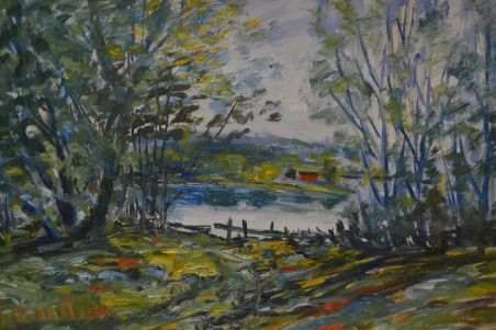 (n-6853) Lõuendil maal, järvevaade