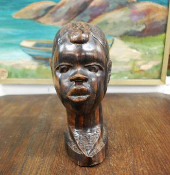 (n-6981) Aafriapärane suur puidust büst/kuju 2