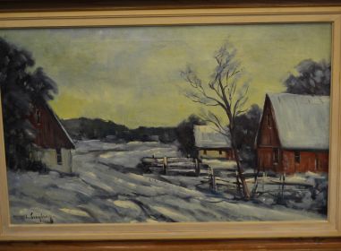 (L-667) Suur lõuendil maal Talvemaastik