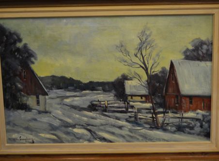 (L-667) Suur lõuendil maal Talvemaastik