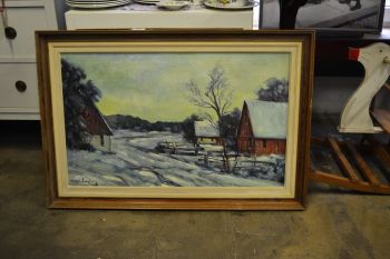 (L-667) Suur lõuendil maal Talvemaastik