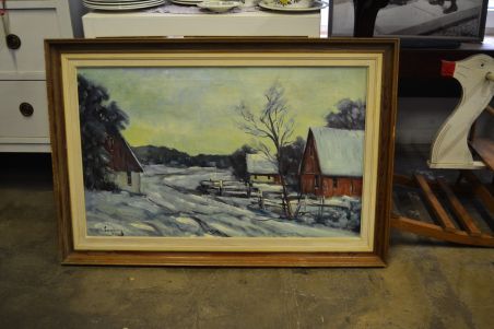 (L-667) Suur lõuendil maal Talvemaastik