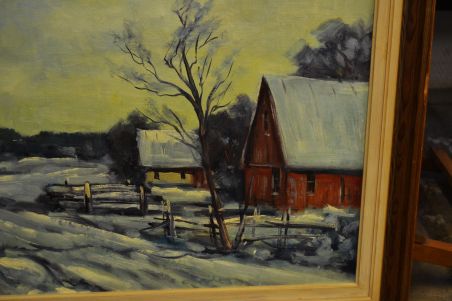 (L-667) Suur lõuendil maal Talvemaastik