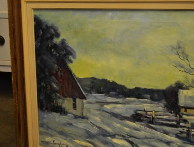 (L-667) Suur lõuendil maal Talvemaastik