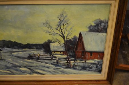 (L-667) Suur lõuendil maal Talvemaastik