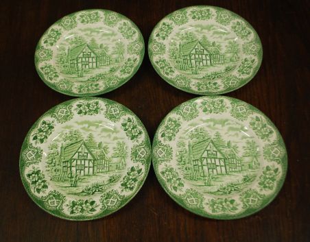 (n-7048/3) English Ironstone, rohelised salatitaldrikud, 4tk