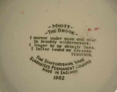 (n-7148/1) Myott, Fine Staffordshire Ware, The Brook, kausid, 4tk