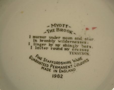 (n-7148/1) Myott, Fine Staffordshire Ware, The Brook, kausid, 4tk