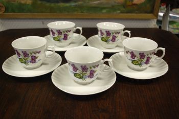 (n-7167/2) Bavaria Wunsiedel R Porcelaine, kannikestega kohvitassid-taldrikud, 5tk