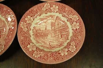 (n-7177/2) Royal tudor Ware Staffordshire, Coaching Taverns 1828, supi-pastataldrikud, 4tk 2