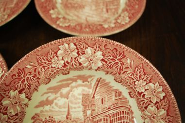 (n-7177/2) Royal tudor Ware Staffordshire, Coaching Taverns 1828, supi-pastataldrikud, 4tk