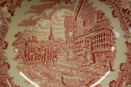 (n-7177/2) Royal tudor Ware Staffordshire, Coaching Taverns 1828, supi-pastataldrikud, 4tk