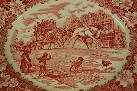 (n-7177/3) Royal tudor Ware Staffordshire, Coaching Taverns 1828, ovaalne vaagen