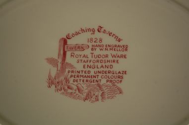 (n-7177/3) Royal tudor Ware Staffordshire, Coaching Taverns 1828, ovaalne vaagen