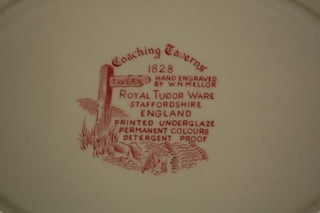 (n-7177/3) Royal tudor Ware Staffordshire, Coaching Taverns 1828, ovaalne vaagen
