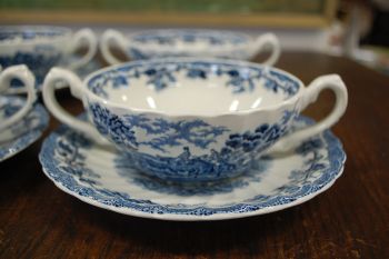 (n-7178/1) Myotts Country Life, Fine Staffordshire Ware, puljongtassid-taldrikud, 4tk 2