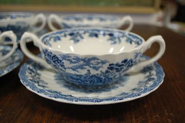 (n-7178/1) Myotts Country Life, Fine Staffordshire Ware, puljongtassid-taldrikud, 4tk