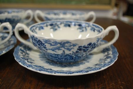 (n-7178/1) Myotts Country Life, Fine Staffordshire Ware, puljongtassid-taldrikud, 4tk