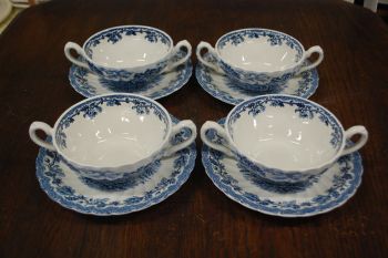 (n-7178/1) Myotts Country Life, Fine Staffordshire Ware, puljongtassid-taldrikud, 4tk