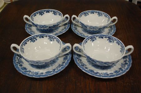 (n-7178/1) Myotts Country Life, Fine Staffordshire Ware, puljongtassid-taldrikud, 4tk