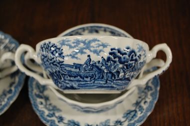 (n-7178/1) Myotts Country Life, Fine Staffordshire Ware, puljongtassid-taldrikud, 4tk