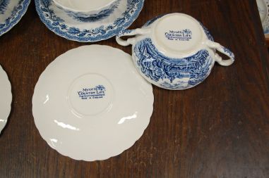 (n-7178/1) Myotts Country Life, Fine Staffordshire Ware, puljongtassid-taldrikud, 4tk