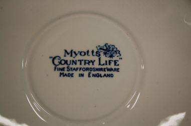 (n-7178/1) Myotts Country Life, Fine Staffordshire Ware, puljongtassid-taldrikud, 4tk