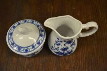 (n-7196/1) Wellco Krefeld Porzellan, Echt Kobalt sibulamustriline koorekann ja suhkrutoos 2