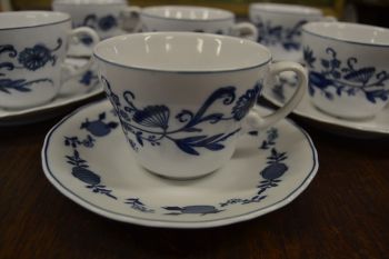(n-7196/2) Wellco Krefeld Porzellan, Echt Kobalt sibulamustriga kohvitassid-taldrikud, 6tk 2