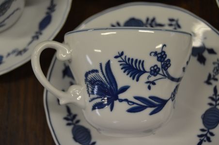 (n-7196/2) Wellco Krefeld Porzellan, Echt Kobalt sibulamustriga kohvitassid-taldrikud, 6tk