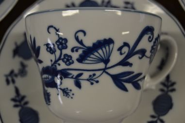 (n-7196/2) Wellco Krefeld Porzellan, Echt Kobalt sibulamustriga kohvitassid-taldrikud, 6tk