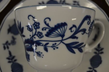 (n-7196/2) Wellco Krefeld Porzellan, Echt Kobalt sibulamustriga kohvitassid-taldrikud, 6tk