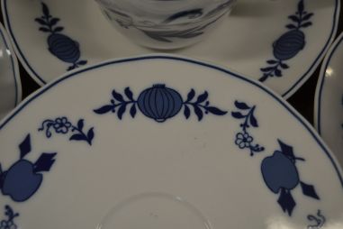 (n-7196/2) Wellco Krefeld Porzellan, Echt Kobalt sibulamustriga kohvitassid-taldrikud, 6tk