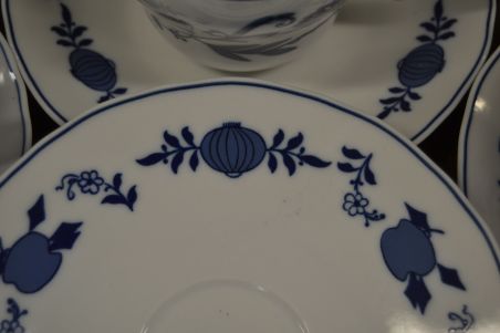 (n-7196/2) Wellco Krefeld Porzellan, Echt Kobalt sibulamustriga kohvitassid-taldrikud, 6tk