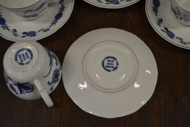 (n-7196/2) Wellco Krefeld Porzellan, Echt Kobalt sibulamustriga kohvitassid-taldrikud, 6tk