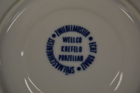 (n-7196/2) Wellco Krefeld Porzellan, Echt Kobalt sibulamustriga kohvitassid-taldrikud, 6tk