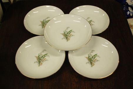 (n-7347/6) Selb Bavaria Krautheim, Liljekonval piibelehtedega supi-pastataldrikud, 5tk