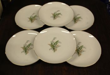 (n-7347/7) Selb Bavaria Krautheim, Liljekonval piibelehtedega suuremad salatitaldrikud, 6tk