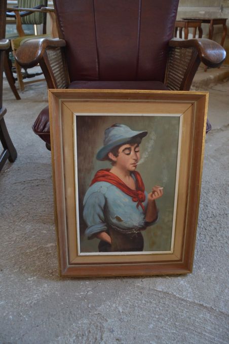 (n-7365) Lõuendil maal, Suitsetav poiss