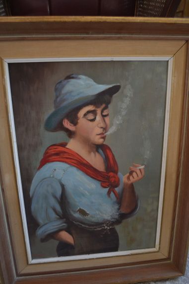 (n-7365) Lõuendil maal, Suitsetav poiss