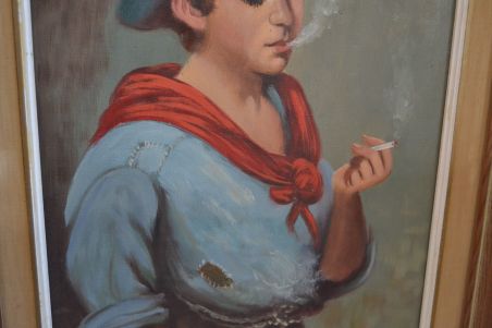 (n-7365) Lõuendil maal, Suitsetav poiss