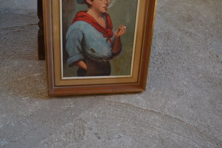 (n-7365) Lõuendil maal, Suitsetav poiss