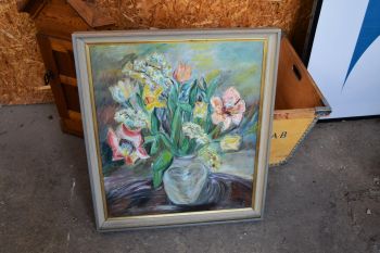 (n-7400) Suur lõuendil lilledega maal