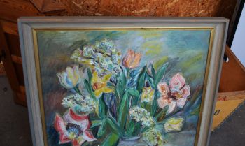 (n-7400) Suur lõuendil lilledega maal 2